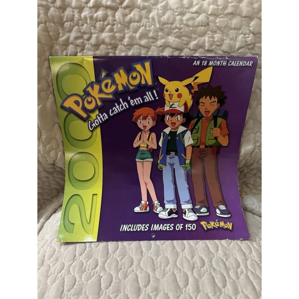 Vintage 2000 Pokémon 18 Month Wall Calendar Pikachu Ash Misty Brock Nintendo